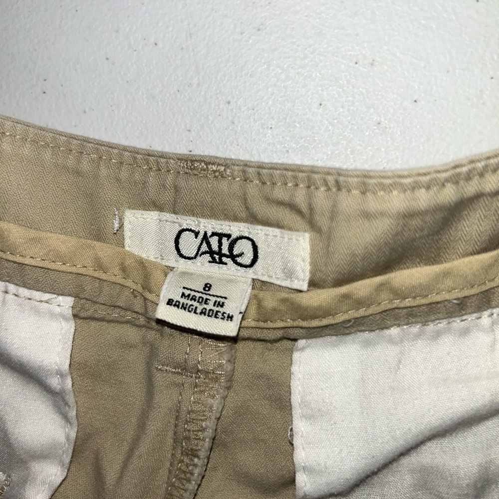 Cato Women Pants 8 Beige Capri Rhinestone City Contemporary Stretch Cargo Modern - Picture 11 of 12